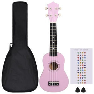 Set ukulele soprano, cu husă, pentru copii, roz, 21" - Img 2