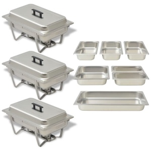 Set vase incălzire mâncare, 3 piese, oțel inoxidabil