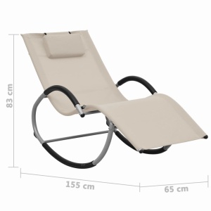 Șezlong cu pernă, crem, textilenă - Img 5