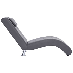 Șezlong cu pernă, gri, piele artificială - Img 8
