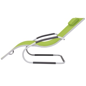 Șezlong cu pernă, verde, aluminiu și textilenă - Img 3