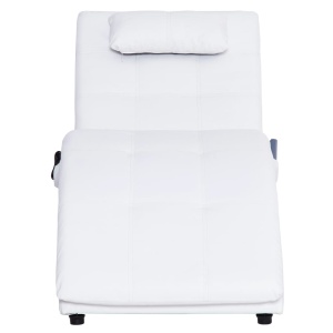 Șezlong de masaj cu pernă, alb, piele artificială - Img 5