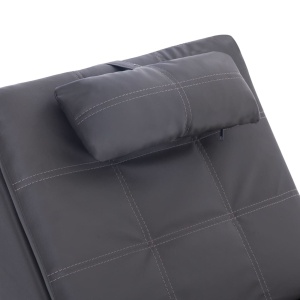 Șezlong de masaj cu pernă, gri, piele artificială - Img 6