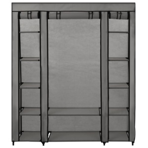 Șifonier cu bare și compartimente, gri, 150x45x176 cm, textil - Img 2