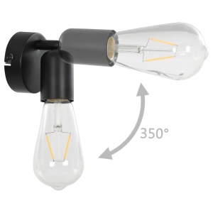 Spoturi luminoase cu becuri filament, 2 buc., negru, 2 W, E27 - Img 6