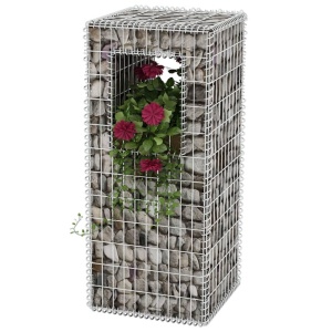 Stâlp coș gabion/jardinieră, oțel, 50 x 50 x 120 cm