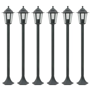 Stâlp iluminare grădină 6 buc. E27 110 cm aluminiu verde inchis