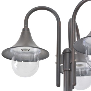 Stâlp iluminare grădină, E27, 220 cm, aluminiu, 3 lămpi, bronz - Img 4