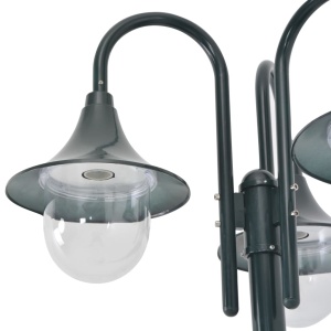 Stâlp iluminat grădină E27 220cm aluminiu 3 lămpi verde inchis - Img 4