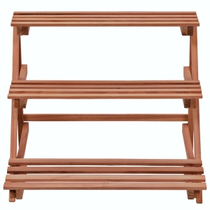 Stativ de plante cu 3 rafturi, lemn de cedru, 48x45x40 cm - Img 3