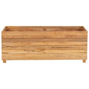 Strat inălțat, 100x40x38 cm, lemn de tec reciclat și oțel - Img 3