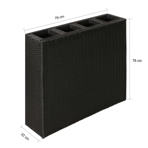 Strat inălțat de grădină cu 4 ghivece, negru, poliratan - Img 5