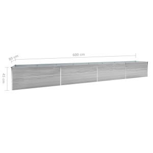 Strat inălțat de grădină, gri, 600x80x45 cm, oțel galvanizat - Img 5