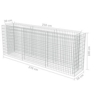 Strat inălțat gabion, 270 x 50 x 100 cm, oțel galvanizat - Img 7