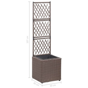 Strat inălțat spalier cu 1 ghiveci maro 30x30x107 cm poliratan - Img 6
