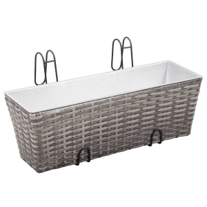 Straturi inălțate de balcon, 2 buc., gri, 50 cm, poliratan - Img 2