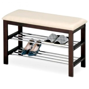 Suport pantofi lemn tip taburete HM ST3 crem - wenge