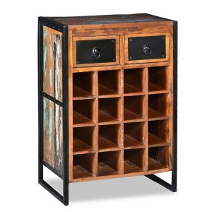 Suport pentru 16 sticle de vin, Lemn masiv reciclat - Img 1