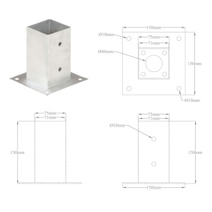 Suporți stâlp, 4 buc., metal galvanizat, 71 mm - Img 9