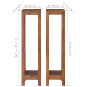 Suporturi de plante, 2 piese, 25x25x100 cm, lemn masiv de tec - Img 5