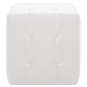 Taburet, 2 buc., alb, 30x30x30 cm, piele ecologică - Img 3