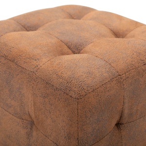 Taburet, 2 buc., maro, 30x30x30 cm, piele intoarsă ecologică - Img 4