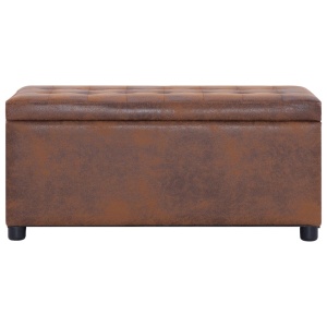 Taburet de depozitare, maro, 87,5 cm, piele intoarsă ecologică - Img 3