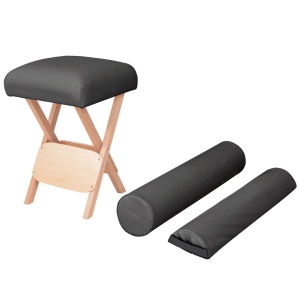 Taburet pliabil de masaj cu șezut gros de 12 cm &amp; 2 perne negru