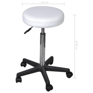 Taburete de birou, 2 buc., alb, 35,5x98 cm, piele ecologică - Img 5