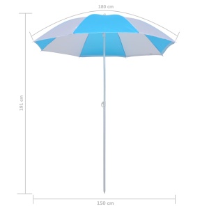 Umbrelă de plajă adăpost, albastru și alb, 180 cm, țesătură - Img 5
