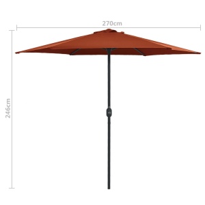Umbrelă de soare cu stâlp aluminiu, cărămiziu, 270 x 246 cm - Img 6