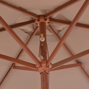 Umbrelă de soare de exterior cu stâlp din lemn, taupe, 270 cm - Img 2