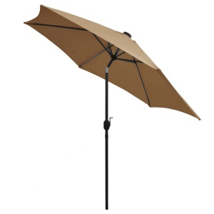 Umbrelă de soare, LED-uri și stâlp aluminiu, gri taupe, 300 cm - Img 4