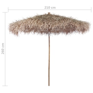 Umbrelă din bambus cu umbrar din frunze de bananier, 210 cm - Img 4