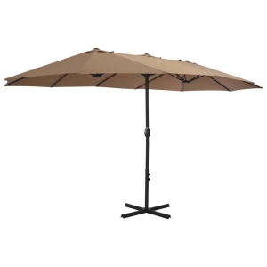 Umbrelă soare exterior cu stâlp aluminiu gri taupe 460x270 cm - Img 3