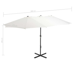 Umbrelă soare exterior, stâlp aluminiu, nisipiu, 460 x 270 cm - Img 7