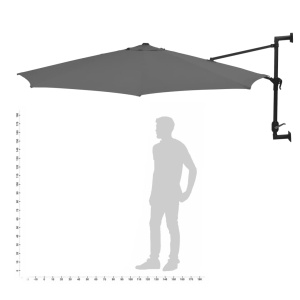 Umbrelă soare, montaj pe perete, stâlp metal, 300 cm, antracit - Img 10