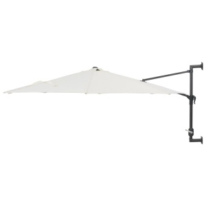 Umbrelă soare, montaj pe perete, stâlp metalic, 300 cm, nisipiu - Img 2