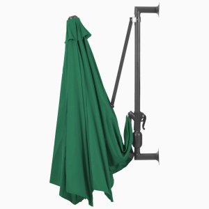 Umbrelă soare, montaj pe perete, tijă metalică, verde, 300 cm - Img 5