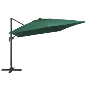 Umbrelă suspendată cu LED și stâlp aluminiu verde 400x300 cm - Img 4