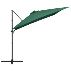 Umbrelă suspendată cu LED și stâlp din oțel, verde, 250x250 cm - Img 4