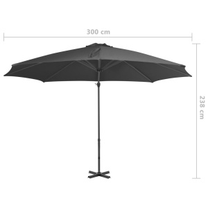 Umbrelă suspendată cu stâlp din aluminiu, antracit, 300 cm - Img 7