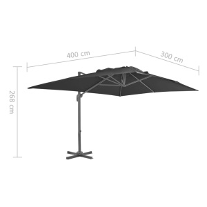 Umbrelă suspendată cu stâlp din aluminiu, antracit, 400x300 cm - Img 9