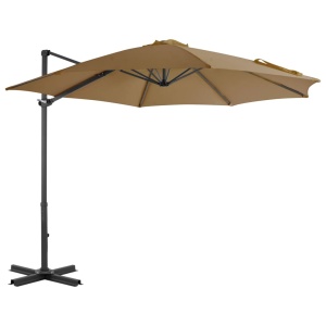 Umbrelă suspendată cu stâlp din aluminiu, gri taupe, 300 cm