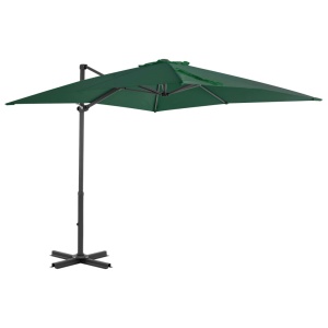 Umbrelă suspendată cu stâlp din aluminiu, verde, 250x250 cm