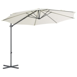 Umbrelă suspendată cu stâlp din oțel, nisipiu, 300 cm - Img 3