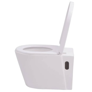 Vas toaletă suspendat cu rezervor incastrat, ceramică, alb - Img 5