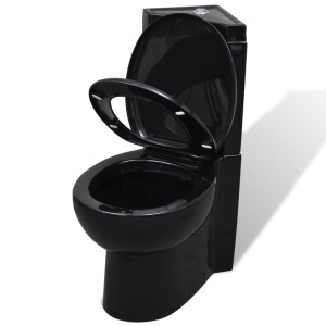 Vas WC din ceramică, Negru - Img 3