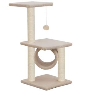 Ansamblu pentru pisici, stâlpi cu funie de sisal, 65 cm, bej - Img 3