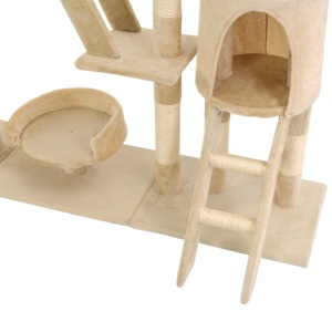 Ansamblu pentru pisici stâlpi din funie de sisal 230-250 cm bej - Img 6